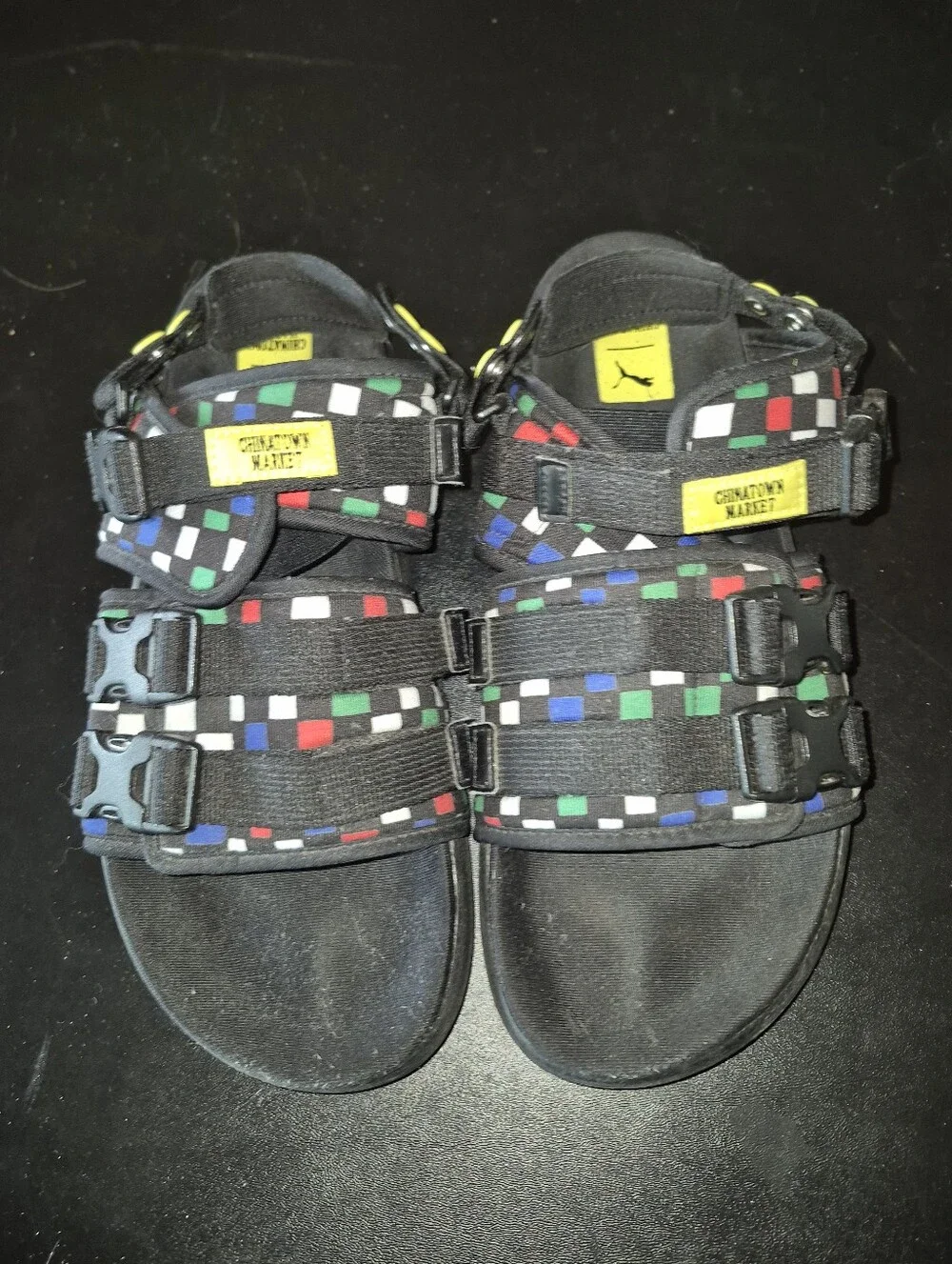 Mens Puma Chinatown Market x Leadcat 'Black Blazing Yellow' Wild Sandals Size 11